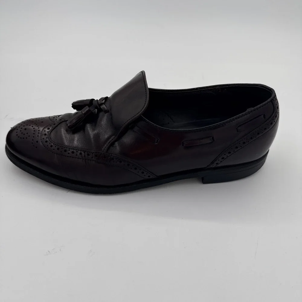 Dexter Mens 10.5 Burgundy Leather‎ Tassel Loafer Shoes Wingtip Brogue Design